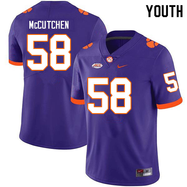 Youth #58 Evan McCutchen Clemson Tigers College Football Jerseys Sale-Purple - Click Image to Close